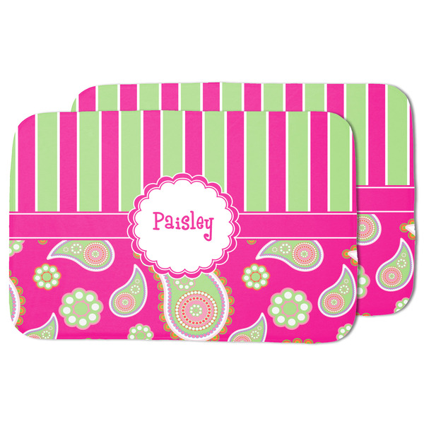 Pink & Green Paisley and Stripes Drying Dish Mat - MAIN