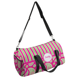 Pink & Green Paisley and Stripes Duffel Bag - Small (Personalized)