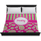 Pink & Green Paisley and Stripes Duvet Cover - King - On Bed - No Prop