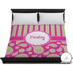 Pink & Green Paisley and Stripes Duvet Cover - King (Personalized)