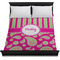 Pink & Green Paisley and Stripes Duvet Cover - Queen - On Bed - No Prop