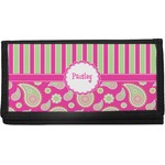 Pink & Green Paisley and Stripes Canvas Checkbook Cover (Personalized)