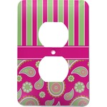 Pink & Green Paisley and Stripes Electric Outlet Plate