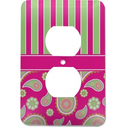 Pink & Green Paisley and Stripes Electric Outlet Plate (Personalized)