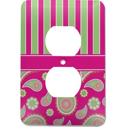 Pink & Green Paisley and Stripes Electric Outlet Plate