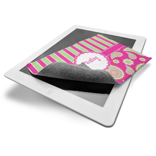 Pink & Green Paisley and Stripes Electronic Screen Wipe - iPad