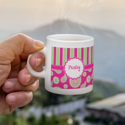 Pink & Green Paisley and Stripes Single Shot Espresso Cup - Single (Personalized)