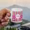 Pink & Green Paisley and Stripes Single Shot Espresso Cup - Single (Personalized)