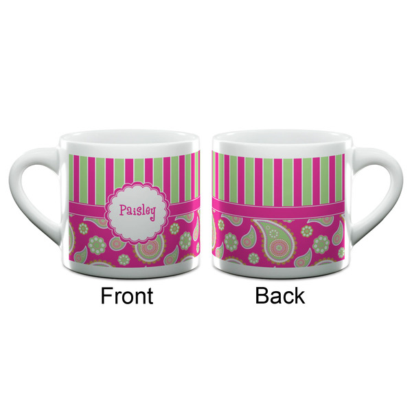 Pink & Green Paisley and Stripes Espresso Cup - 6oz (Double Shot) (APPROVAL)