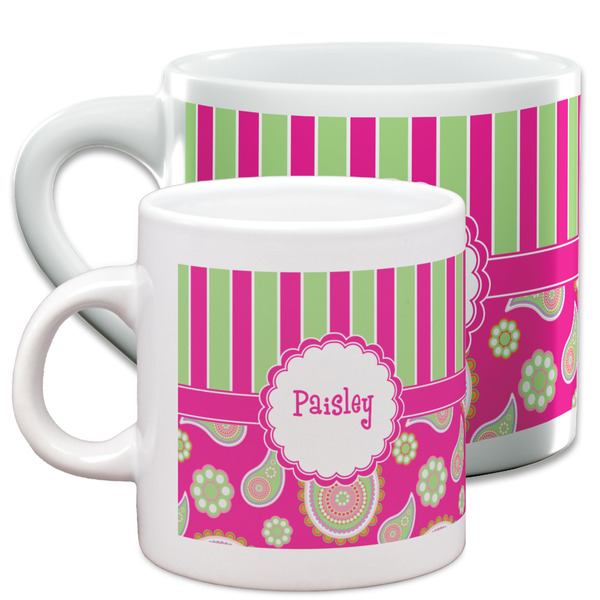 Pink & Green Paisley and Stripes Espresso Mugs - Main Parent