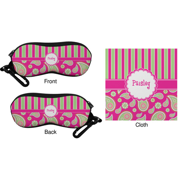 Pink & Green Paisley and Stripes Eyeglass Case & Cloth (Approval)