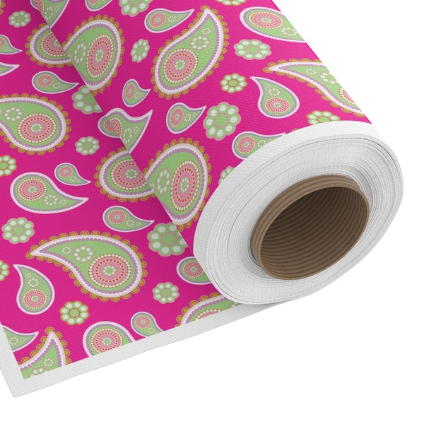Custom Pink & Green Paisley and Stripes Fabric by the Yard - Spun Polyester Poplin