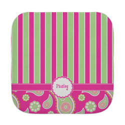 Pink & Green Paisley and Stripes Face Towel (Personalized)