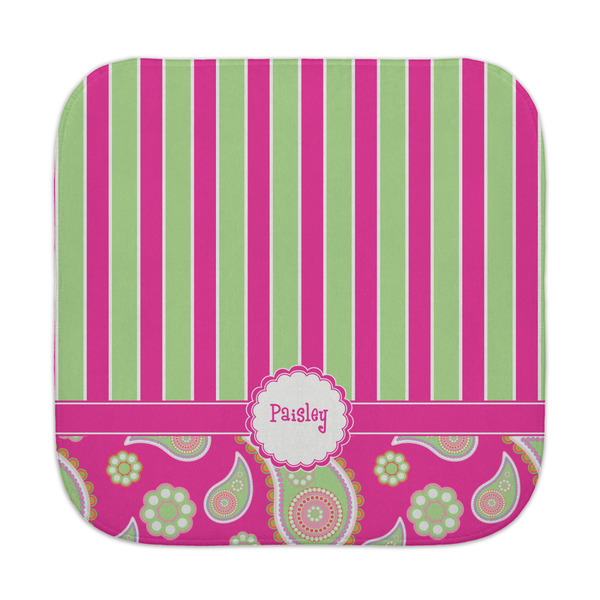 Custom Pink & Green Paisley and Stripes Face Towel (Personalized)