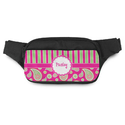 Pink & Green Paisley and Stripes Fanny Pack (Personalized)