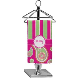 Pink & Green Paisley and Stripes Finger Tip Towel - Full Print (Personalized)