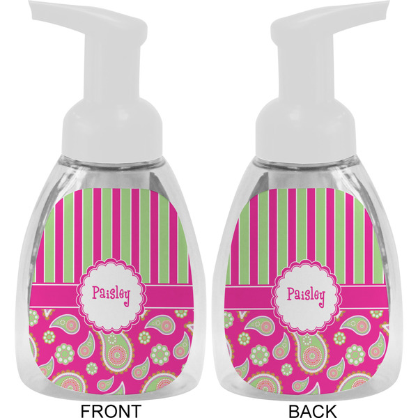 Pink & Green Paisley and Stripes Foam Soap Bottle Approval - White