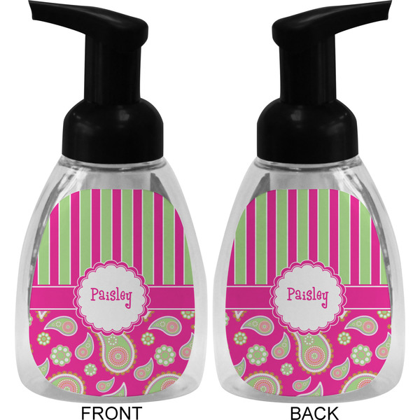 Pink & Green Paisley and Stripes Foam Soap Bottle (Front & Back)