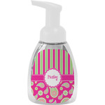 Pink & Green Paisley and Stripes Foam Soap Bottle - White (Personalized)