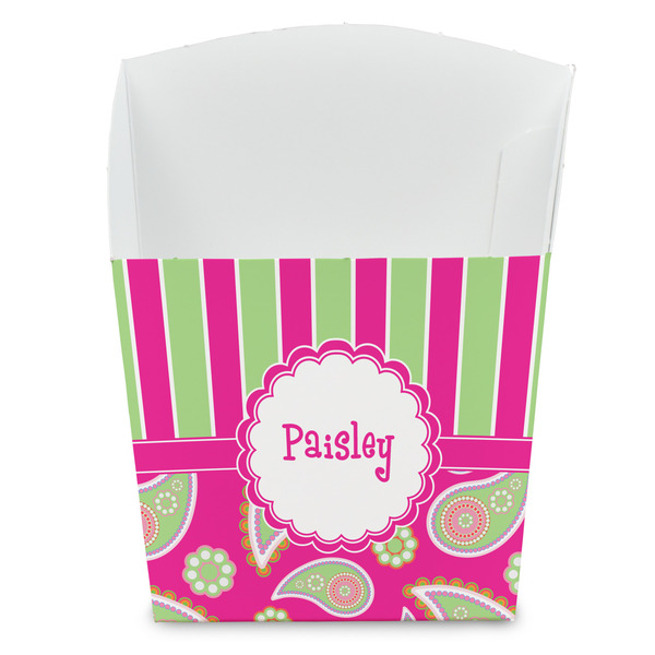 Custom Pink & Green Paisley and Stripes French Fry Favor Boxes (Personalized)