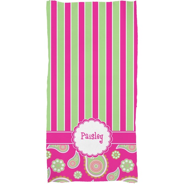 Pink & Green Paisley and Stripes Full Sized Bath Towel - Apvl