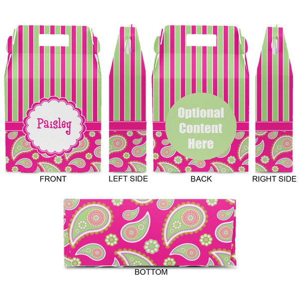 Pink & Green Paisley and Stripes Gable Favor Box - Approval