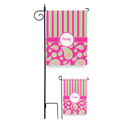 Pink & Green Paisley and Stripes Garden Flag (Personalized)