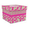 Pink & Green Paisley and Stripes Gift Boxes with Lid - Canvas Wrapped - Large - Front/Main
