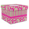 Pink & Green Paisley and Stripes Gift Boxes with Lid - Canvas Wrapped - X-Large - Front/Main