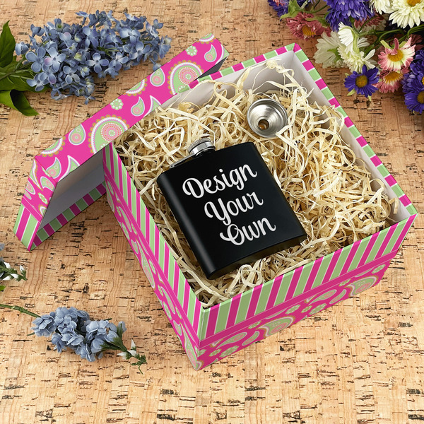 Pink & Green Paisley and Stripes Gift Boxes with Lid - Canvas Wrapped - X-Large - In Context