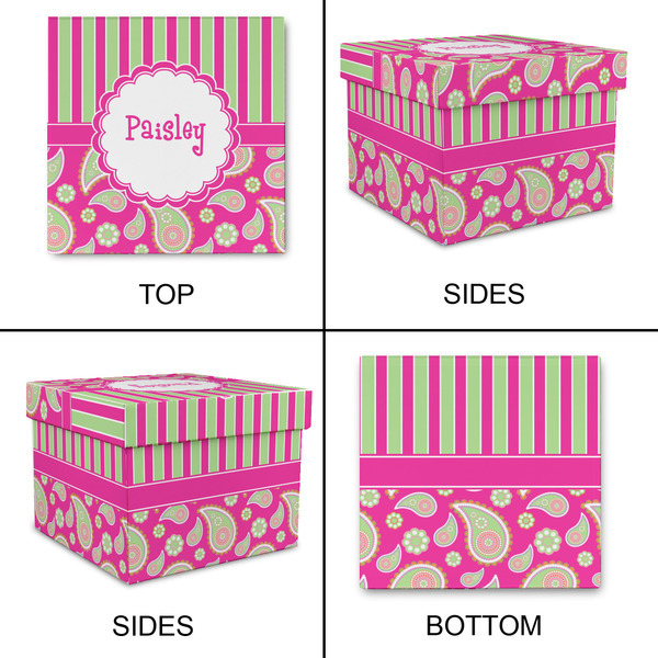 Pink & Green Paisley and Stripes Gift Boxes with Lid - Canvas Wrapped - XX-Large - Approval