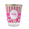 Pink & Green Paisley and Stripes Glass Shot Glass - 1.5 oz - with Gold Rim - Set of 4 (Personalized)