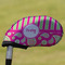 Pink & Green Paisley and Stripes Golf Club Cover - Front