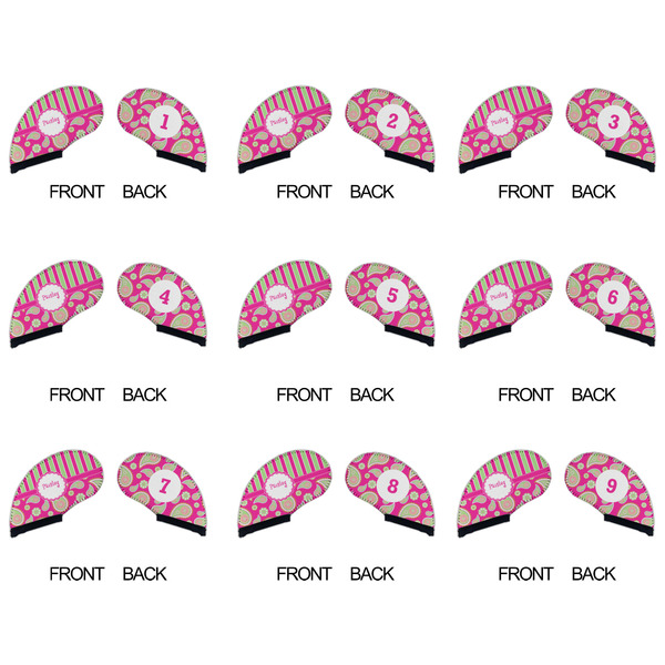 Pink & Green Paisley and Stripes Golf Club Covers - APPROVAL (set of 9)