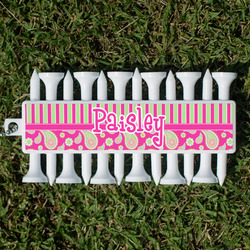 Pink & Green Paisley and Stripes Golf Tees & Ball Markers Set (Personalized)