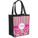 Pink & Green Paisley and Stripes Grocery Bag (Personalized)