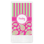 Pink & Green Paisley and Stripes Guest Napkins - Full Color - Embossed Edge (Personalized)