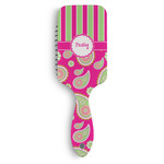 Pink & Green Paisley and Stripes Hair Brushes (Personalized)