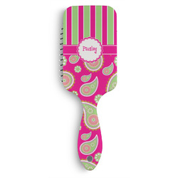 Pink & Green Paisley and Stripes Hair Brushes (Personalized)