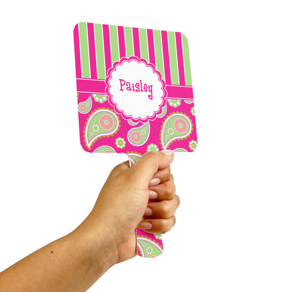 Pink & Green Paisley and Stripes Hand Mirrors - Alt View