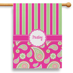 Pink & Green Paisley and Stripes 28" House Flag (Personalized)