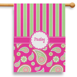 Pink & Green Paisley and Stripes 28" House Flag - Single Sided (Personalized)