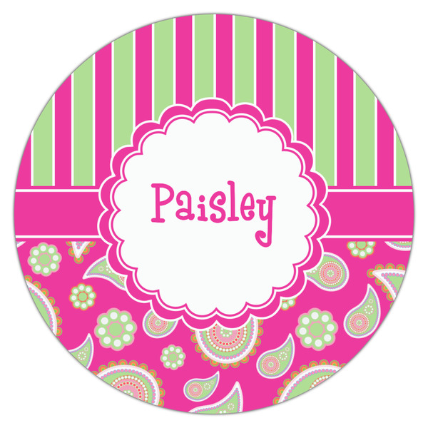 Pink & Green Paisley and Stripes Icing Circle - Large - Single