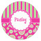 Pink & Green Paisley and Stripes Icing Circle - Large - Single