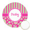 Pink & Green Paisley and Stripes Printed Cookie Topper - Round (Personalized)
