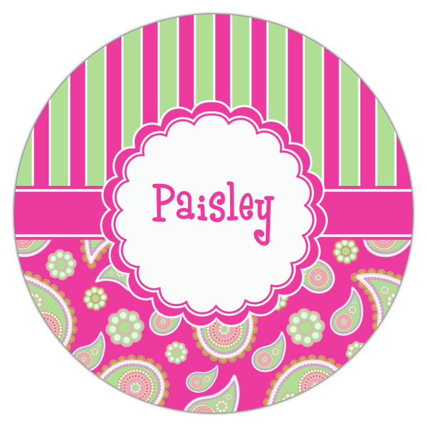 Pink & Green Paisley and Stripes Icing Circle - Medium - Single