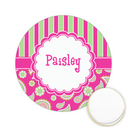 Pink & Green Paisley and Stripes Printed Cookie Topper - 2.15" (Personalized)