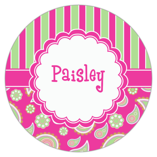Pink & Green Paisley and Stripes Icing Circle - Small - Single