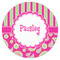 Pink & Green Paisley and Stripes Icing Circle - Small - Single