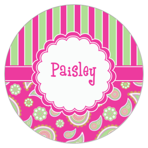 Pink & Green Paisley and Stripes Icing Circle - XSmall - Single